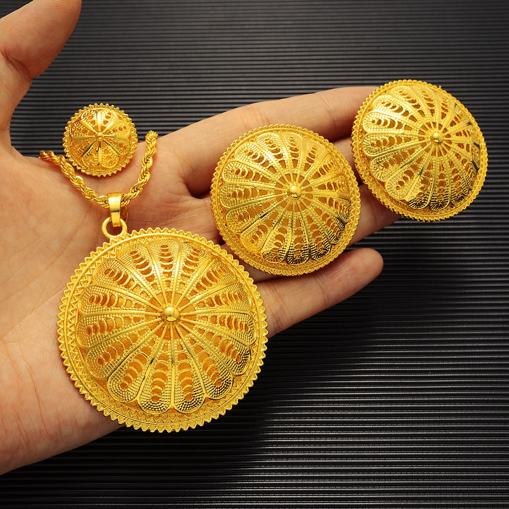 2022 Ethiopian Gold Jewelry Set Classic Fashion - Ethiopian Traditional Dress