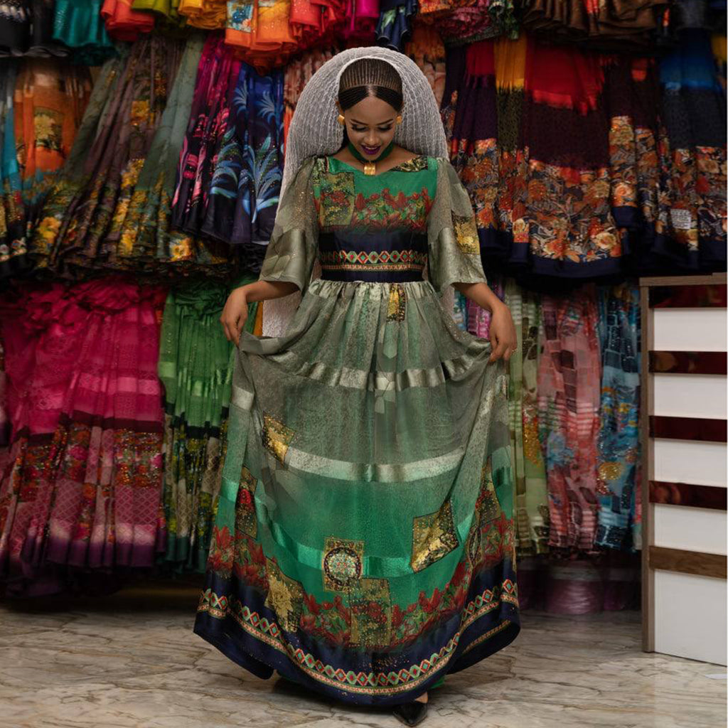 Purple Ethiopian Chiffon Dress 