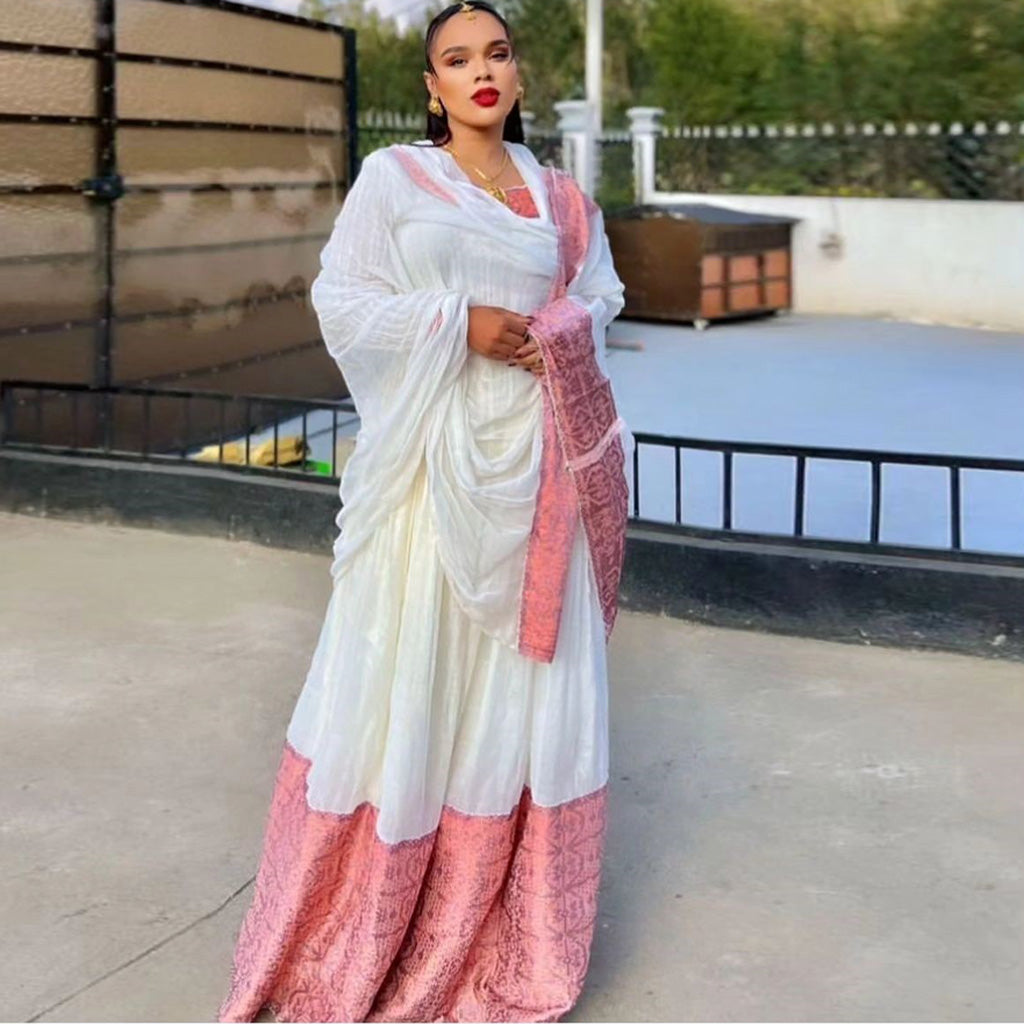 pink habesha dress open lace back dress Simple Pink Habesha Dress
