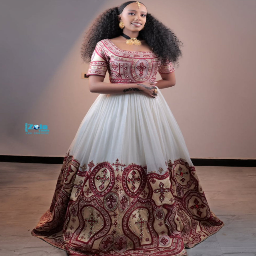 Weeding Cloth Collection Tium Ethiopian Wedding Dress - EthiopianClothing.Net