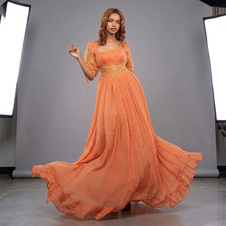 flowy fairy wedding dress Fairy Off the Shoulder Flower Tulle Long Wedding Dress main image 0