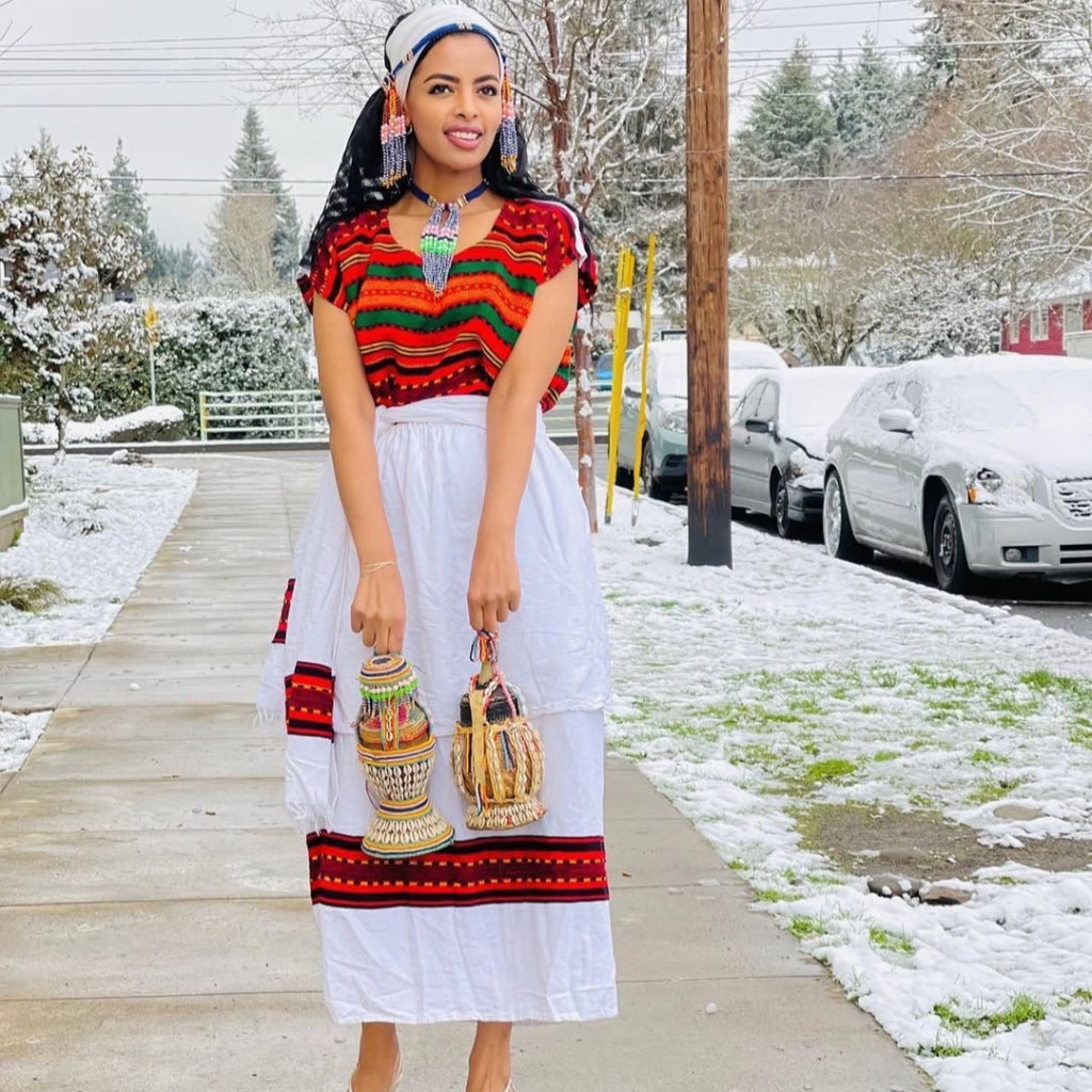 oromo fashion dress Fenet Oromo Traditional Dress | White Style Oromo Kemis
