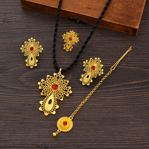 Golden Color Ethiopian Cross Jewelry Set