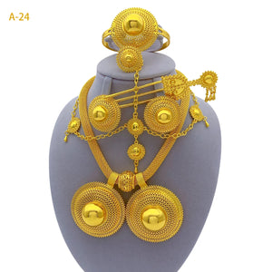 Luxurious Habesha  Gold Plated Floral Jewelry Set