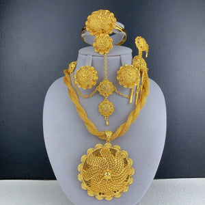 Luxurious Habesha  Gold Plated Floral Jewelry Set