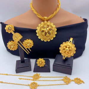 Luxurious Habesha  Gold Plated Floral Jewelry Set