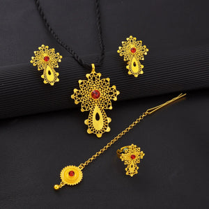 Golden Color Ethiopian Cross Jewelry Set