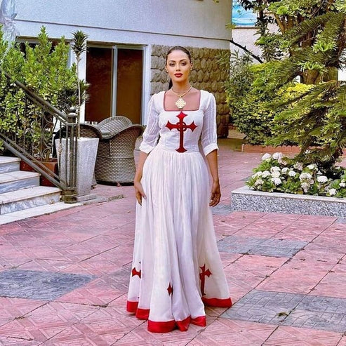Red Tibeb Ethiopian Dress 2XL