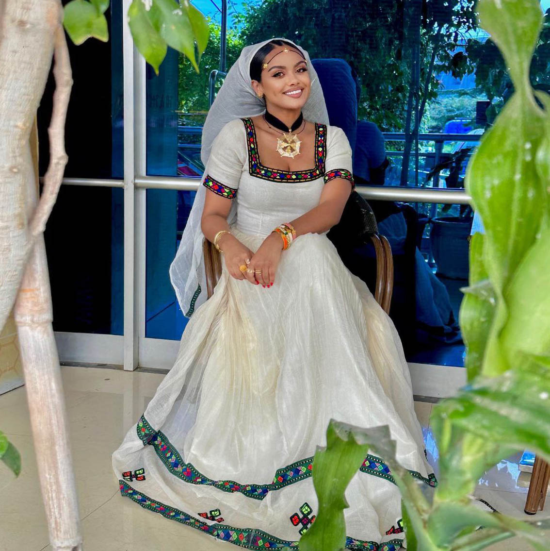 Ashenda Star Embroidered Dress