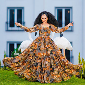Wongel Ethiopian Chiffon Dress - EthiopianClothing.Net Wongel Ethiopian Chiffon Dress - EthiopianClothing.Net