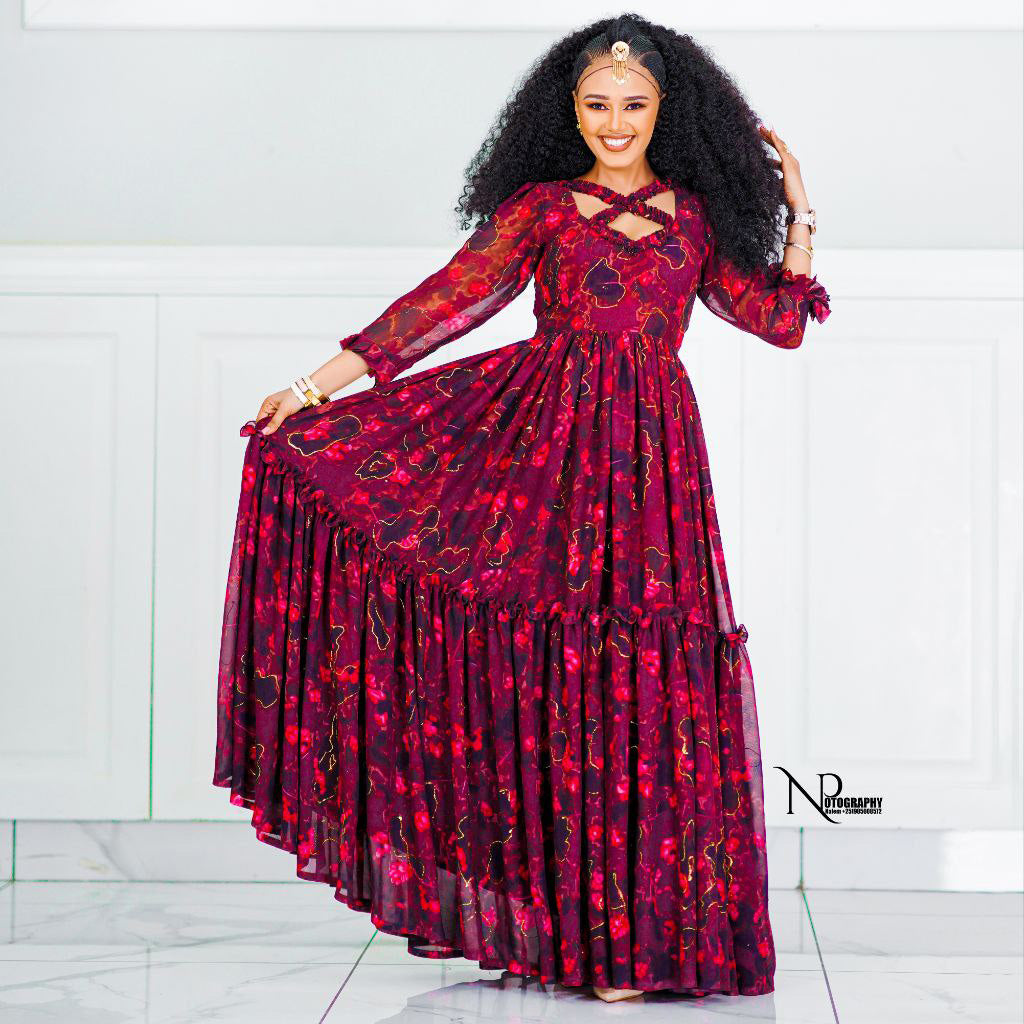 Sosina Ethiopian Chiffon Dress