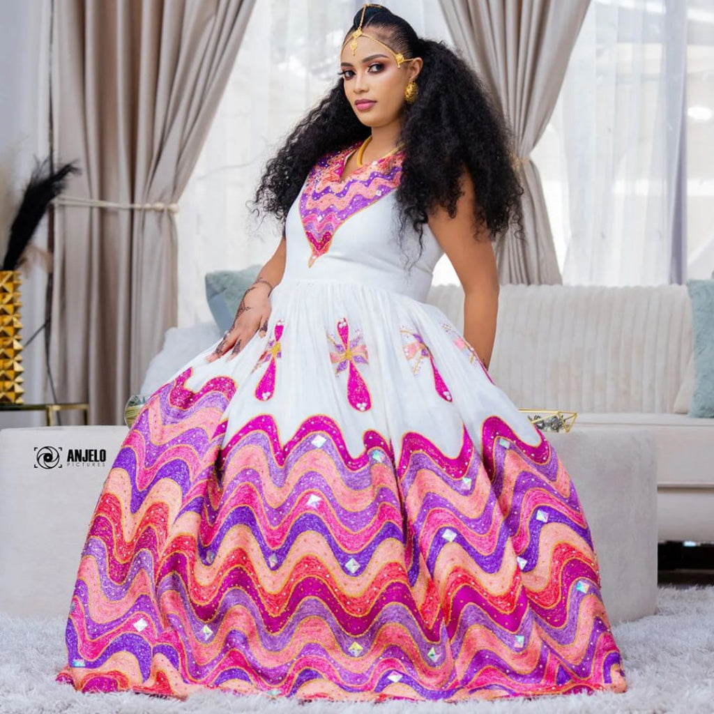 ethiopian traditional wedding dress designer Beaded Habesha Wedding Dress Gorgeous Design Ethiopian Wedding Dress XL