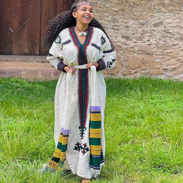 Colorful Gonder Fetel Habesha Kemis – Traditional Ethiopian Dress for Women main image 1