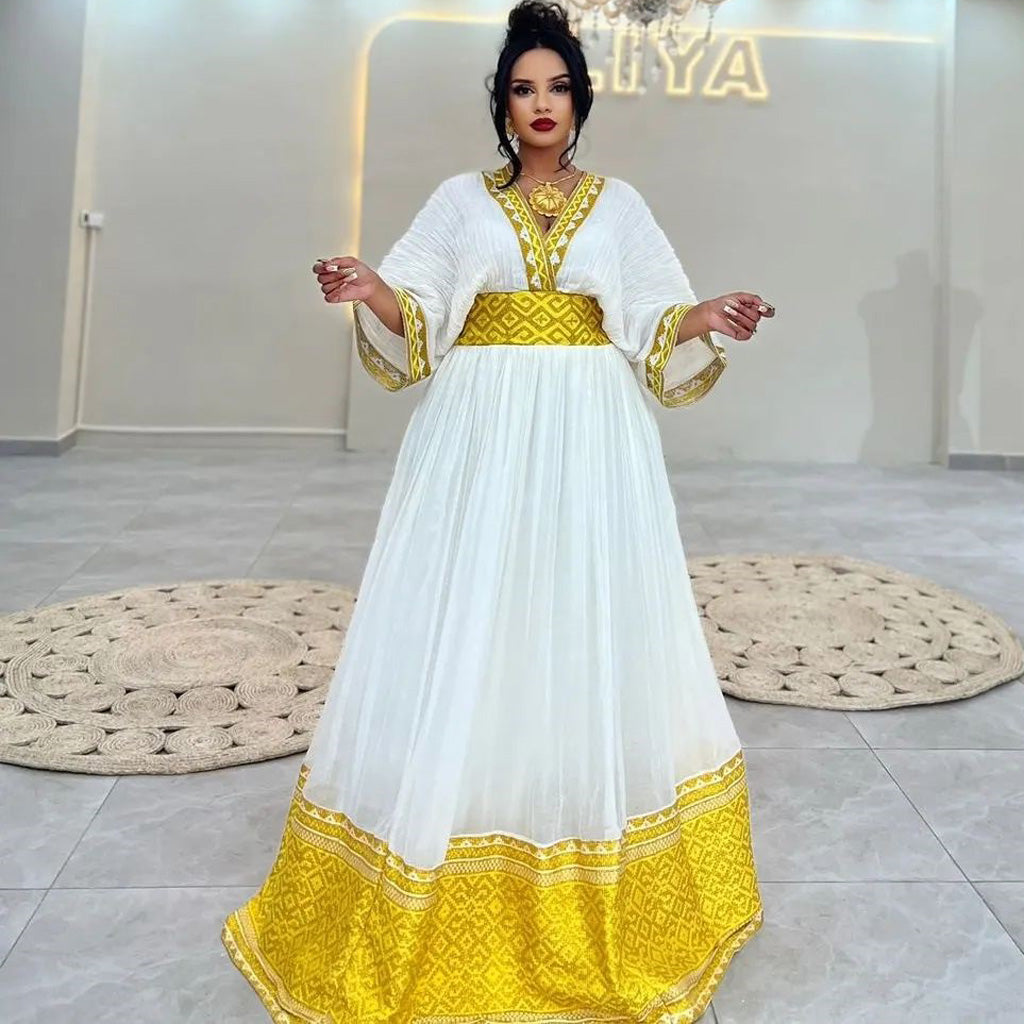 Kemis Design Kemis Dress Vibrant Red Habesha Kemis Ethiopian