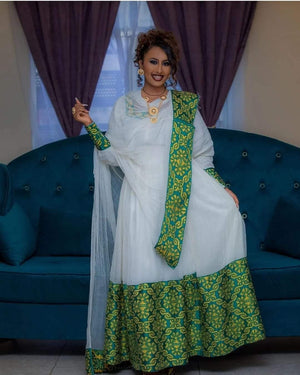 Green Ethiopian Cultural Dress