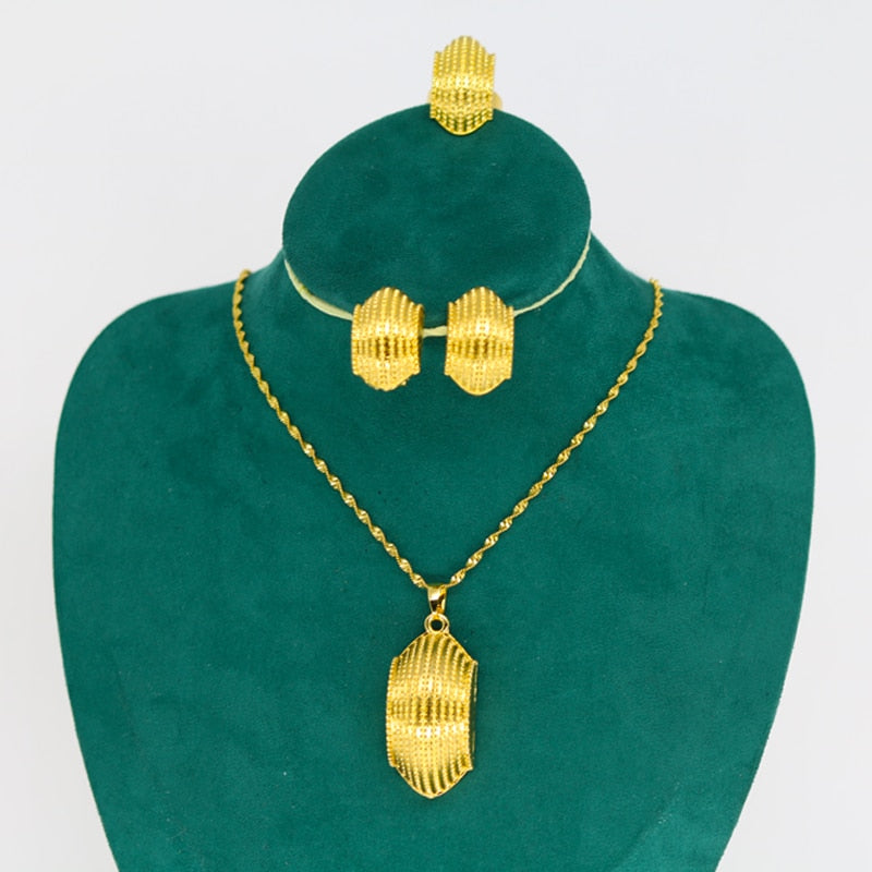 Gold Ethiopian Habesha 22k Gold Necklace Sets With Pendant Necklaces,  Earrings, Ring, And Bangles Perfect African Wedding Gift 213g From  Igetvape, $50.26 | DHgate.Com