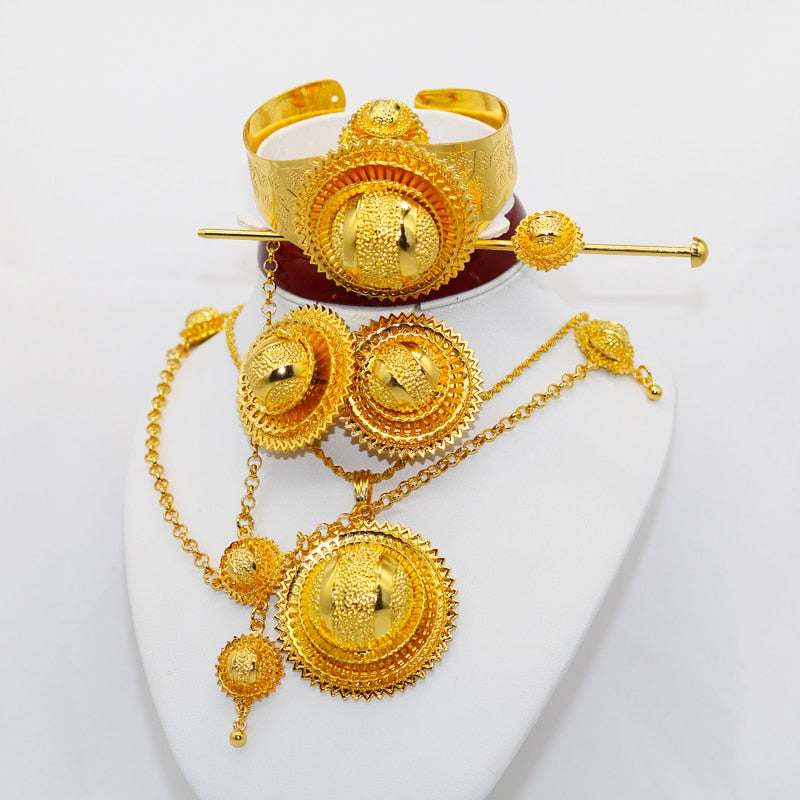 Ethiopian 24k Gold Plated Bridal Jewelry Sets - Ethiopian Traditional Dress