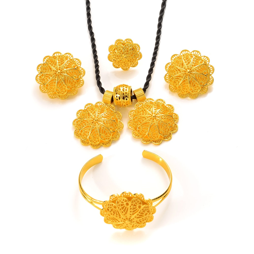 Ethiopian Gold Plated Bridal Jewelry Sets - Ethiopian Traditional Dress