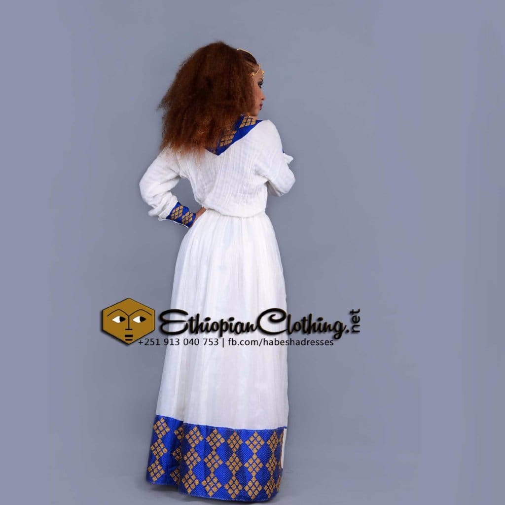 Doka Golden Habesha Dress - Ethiopian Traditional Dress