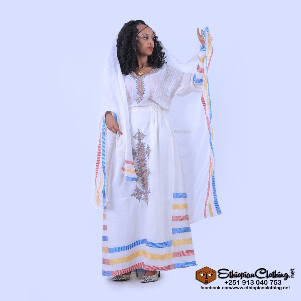 enku design wedding dress Wedding Enku Ethiopian Traditional Dress Ethiopian Bridal Gown Made With Handwoven Fabric Called Menen Detailed With