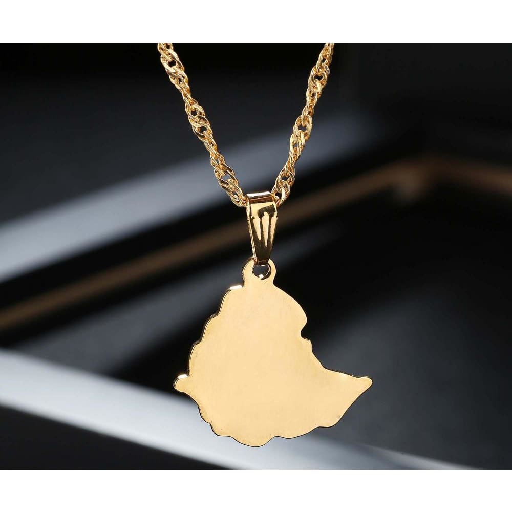 Ethiopian Map Unisex Pendant Necklaces - Ethiopian Traditional Dress