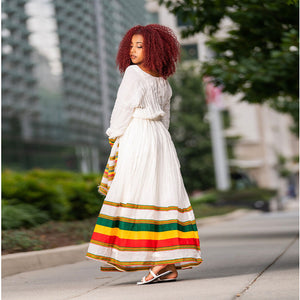Ethiopian Habesha dress - Rastafarian flag