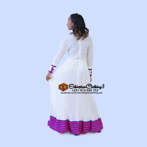 Readymade Meaza Habesha Kemis - Ethiopian Traditional Dress