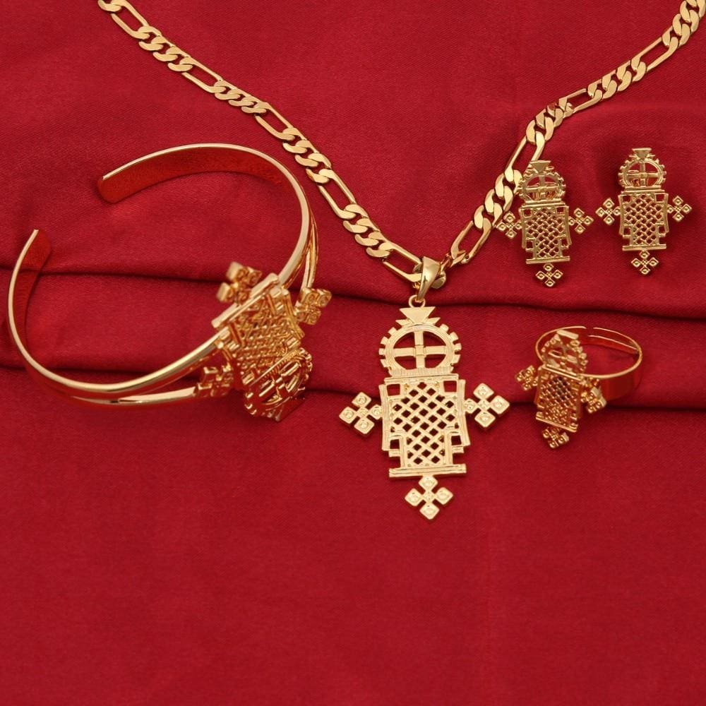 Amazon.com: Sajayea 24K Gold Plated Ethiopian Jewelry for Women Set African  Wedding Bridal Women Party Gifts: Clothing, Shoes & Jewelry