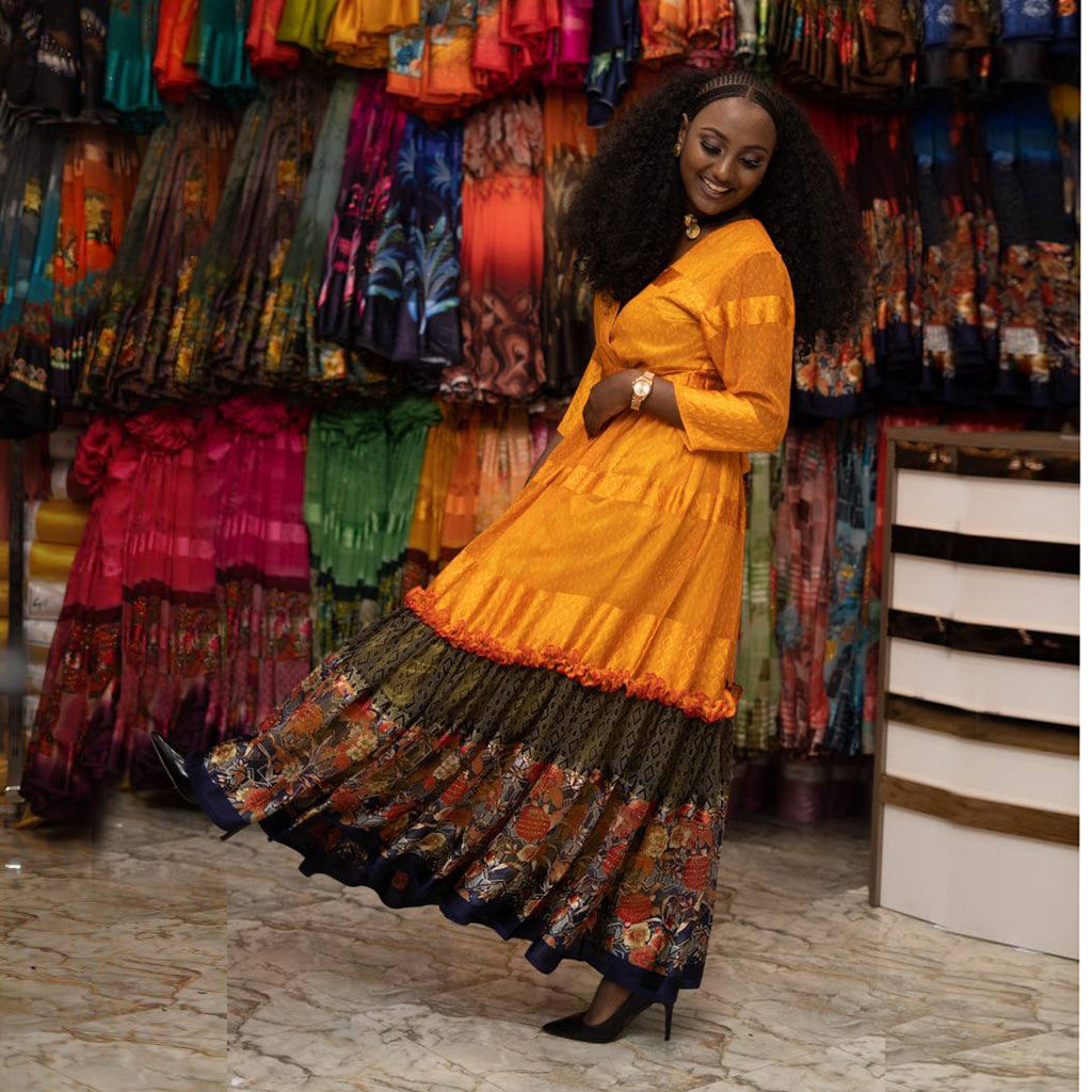 Adeye Ethiopian Chiffon Dress - Ethiopian Traditional Dress