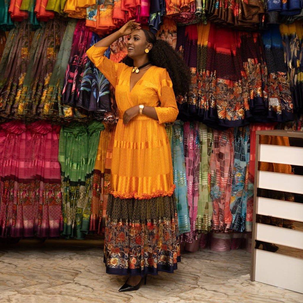 Adeye Ethiopian Chiffon Dress - Ethiopian Traditional Dress