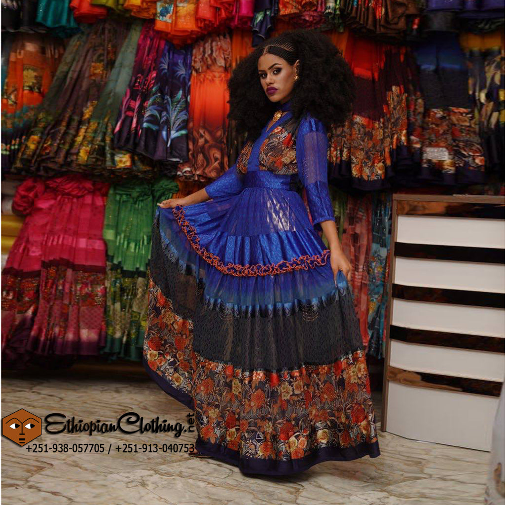 Kidan Ethiopian Chiffon Dress - Ethiopian Traditional Dress