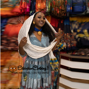 Meklit Eritrean Chiffon Dress - Ethiopian Traditional Dress