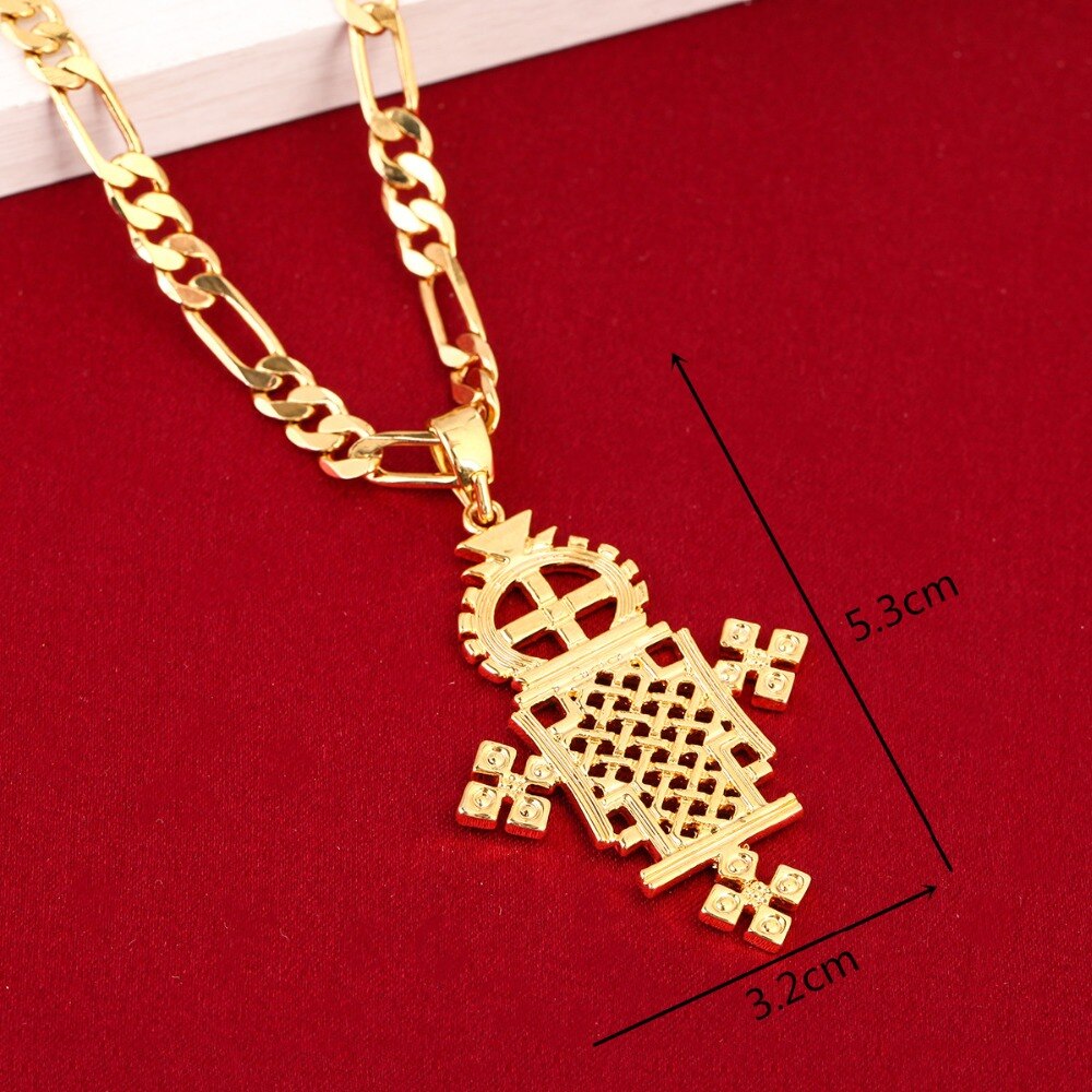 Ethiopian/Eritrean Cross Gold Jewelry Fashion Pendant - Ethiopian Traditional Dress