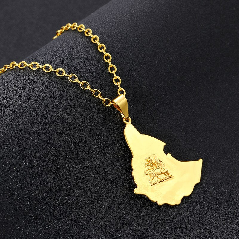 Unisex Ethiopian Map Necklace - Ethiopian Traditional Dress