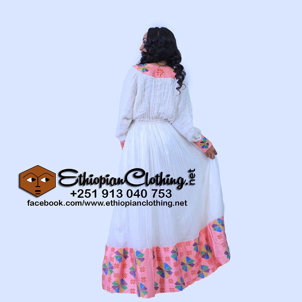 Rosa Habesha Kemis - Ethiopian Traditional Dress